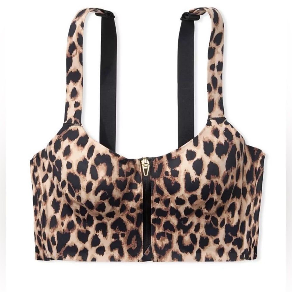 Leopard Knockout High Impact Racerback Zip Up Cheetah Print Sports Bra